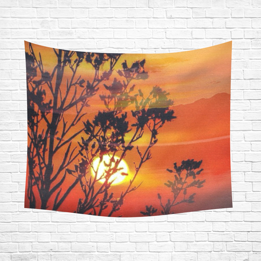 red sunset Cotton Linen Wall Tapestry 60"x 51"