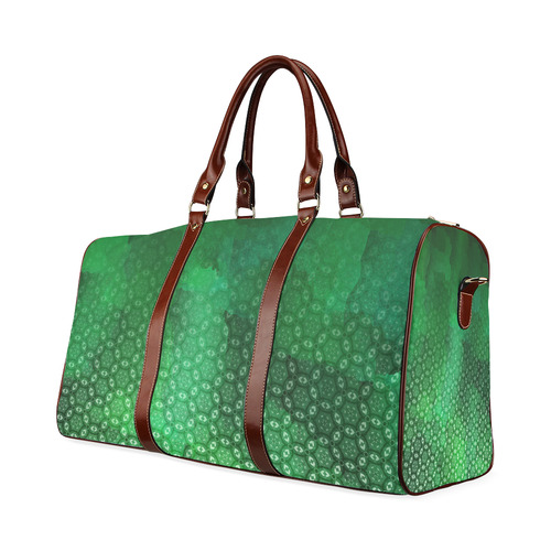 Ombre Green Abstract Forest Waterproof Travel Bag/Large (Model 1639)