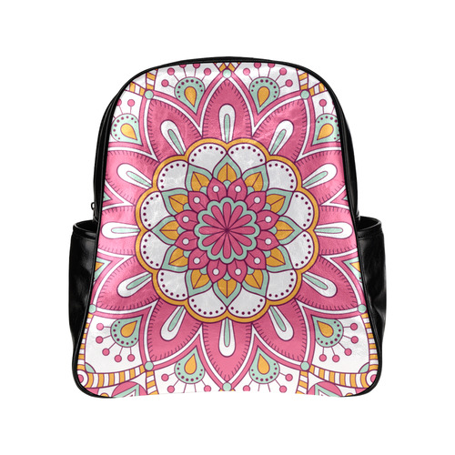Pink Bohemian Mandala Design Multi-Pockets Backpack (Model 1636)