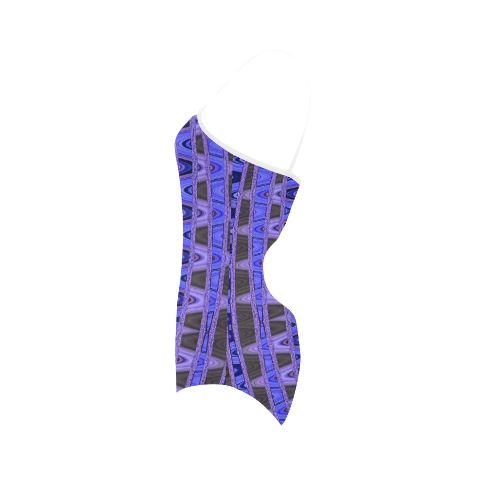 Blue Black Abstract Pattern Strap Swimsuit ( Model S05)