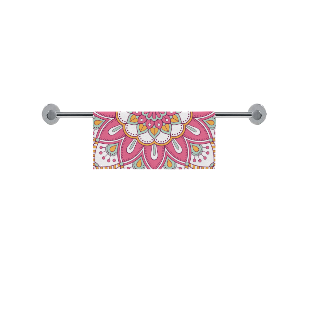 Pink Bohemian Mandala Design Square Towel 13“x13”