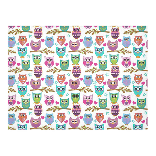 happy owls Cotton Linen Tablecloth 52"x 70"