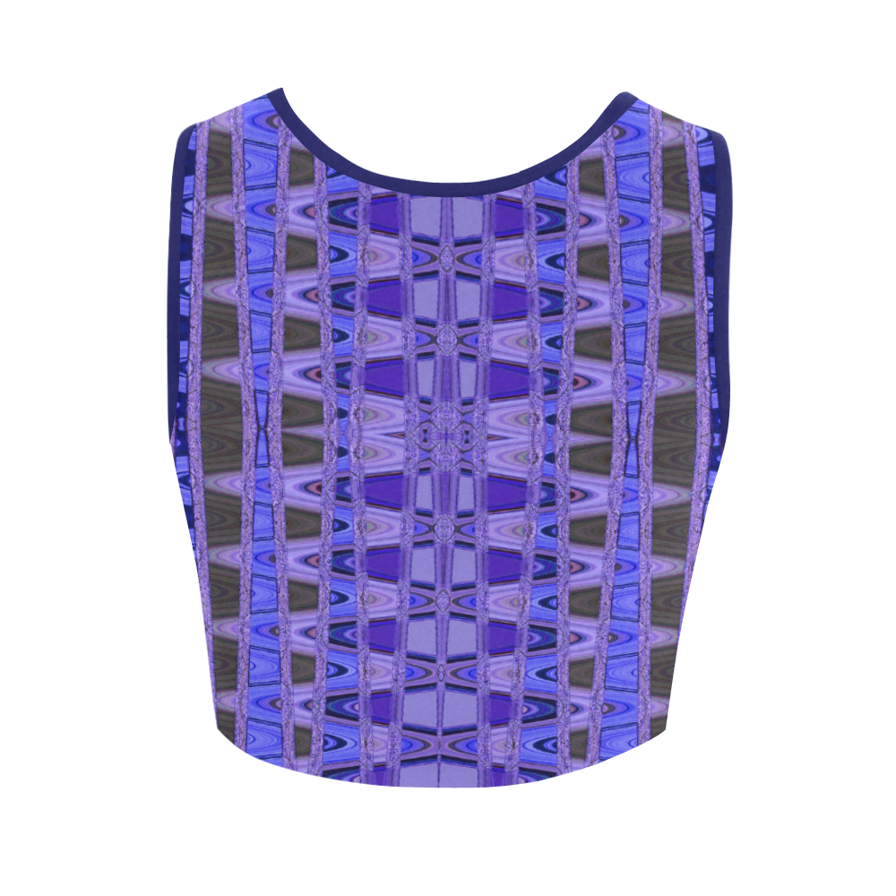 Blue Black Abstract Pattern Women's Crop Top (Model T42)