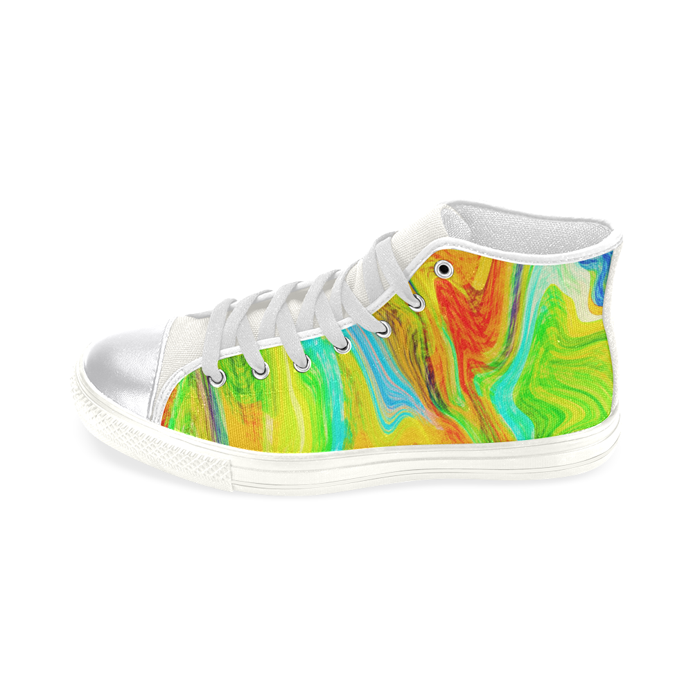 Happy Multicolor Painting Women's Classic High Top Canvas Shoes (Model 017)