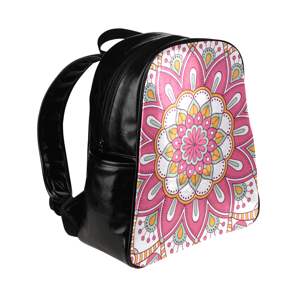 Pink Bohemian Mandala Design Multi-Pockets Backpack (Model 1636)