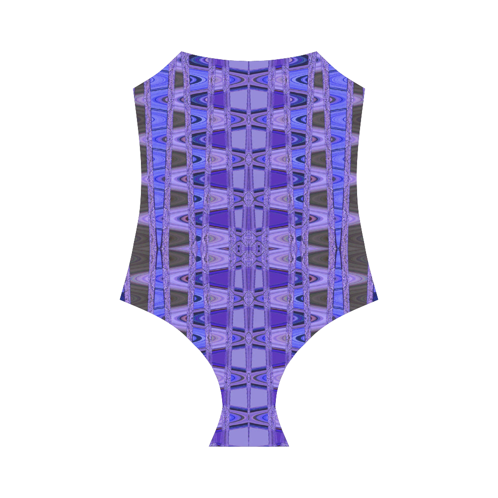 Blue Black Abstract Pattern Strap Swimsuit ( Model S05)