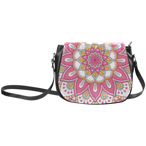 Pink Bohemian Mandala Design Classic Saddle Bag/Large (Model 1648)