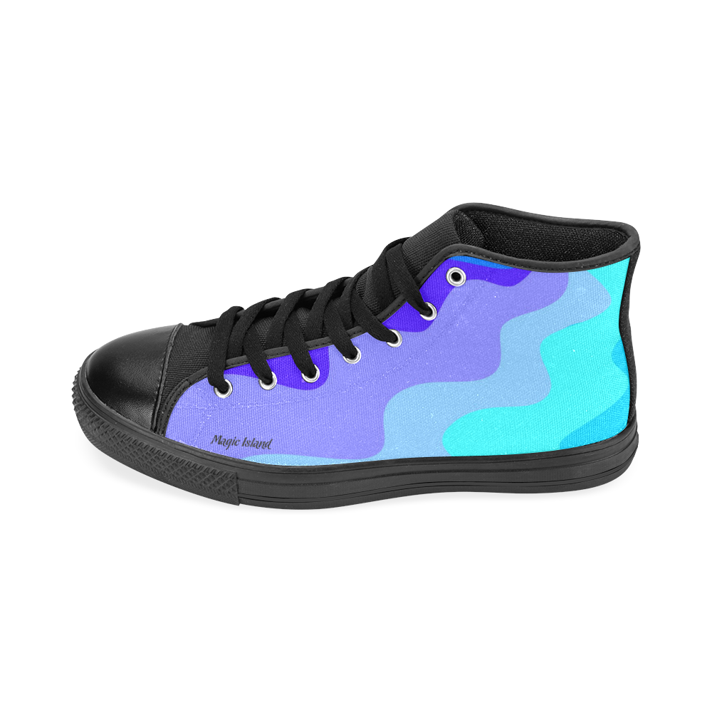 Blue Waves. Inspired by the Magic Island of Gotland. Men’s Classic High Top Canvas Shoes /Large Size (Model 017)