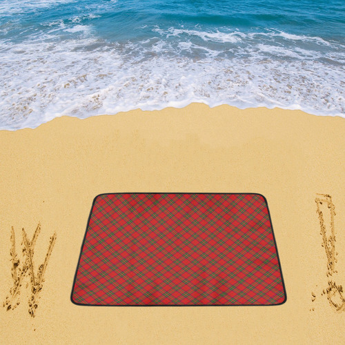Red Tartan Plaid Pattern Beach Mat 78"x 60"