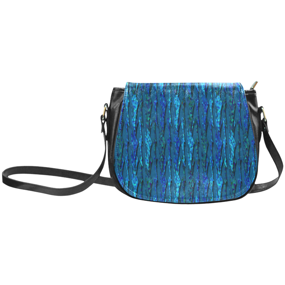 Abstract Scales of Blue Strands Classic Saddle Bag/Large (Model 1648)