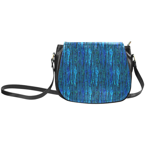 Abstract Scales of Blue Strands Classic Saddle Bag/Large (Model 1648)