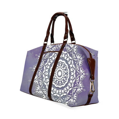 Floral watercolor Violet and white mandala Classic Travel Bag (Model 1643)