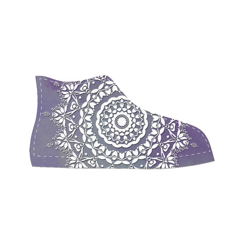 Floral watercolor Violet and white mandala Men’s Classic High Top Canvas Shoes /Large Size (Model 017)