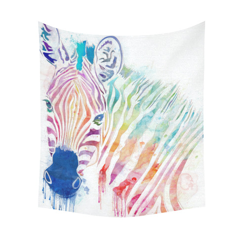 rainbow zebra Cotton Linen Wall Tapestry 51"x 60"