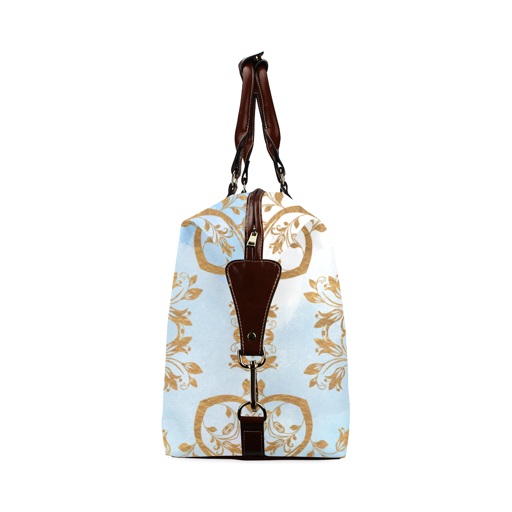 Gold and blue flourish ornament mandala Classic Travel Bag (Model 1643)