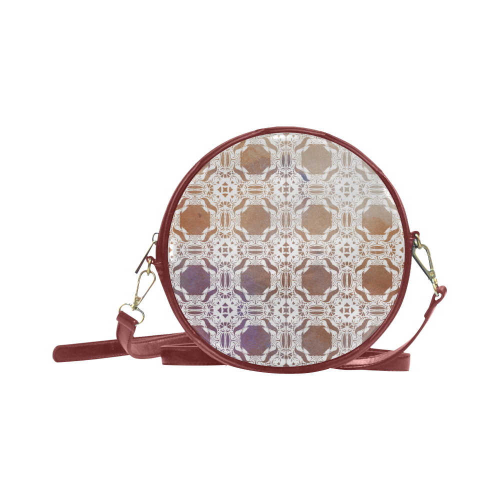 White  and gold watercolor mosaic mandala Round Sling Bag (Model 1647)