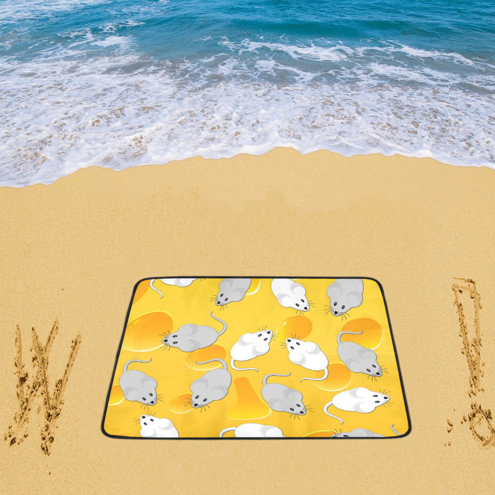 mice on cheese Beach Mat 78"x 60"