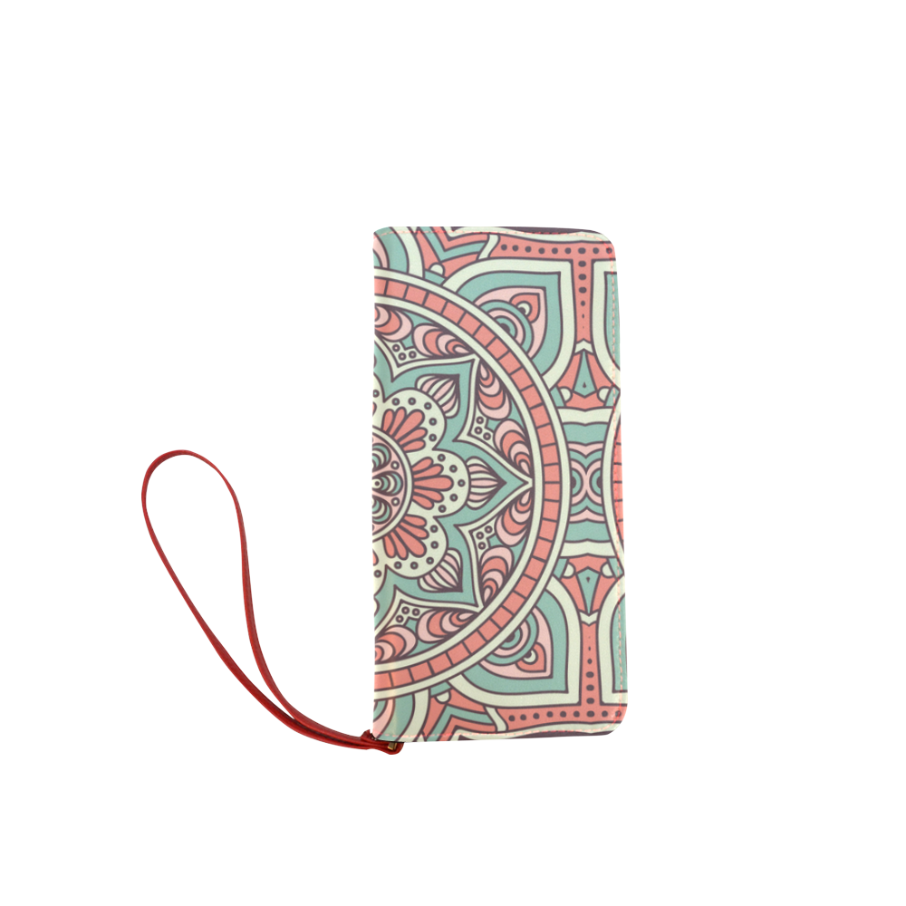 Red Bohemian Mandala Design Women's Clutch Wallet (Model 1637)