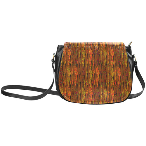 Abstract Strands of Fall Colors - Brown, Orange Classic Saddle Bag/Small (Model 1648)