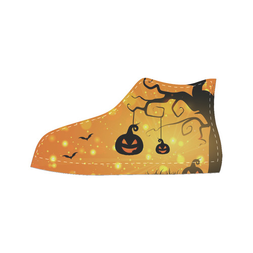 Cute Halloween Pumpkins Scary Black Bats Women's Classic High Top Canvas Shoes (Model 017)