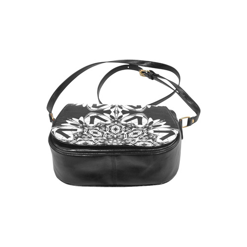 Half black and white Mandala Classic Saddle Bag/Large (Model 1648)