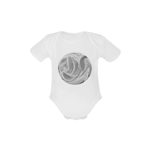 Juicy Sunday Plum Roses Black and White Baby Powder Organic Short Sleeve One Piece (Model T28)