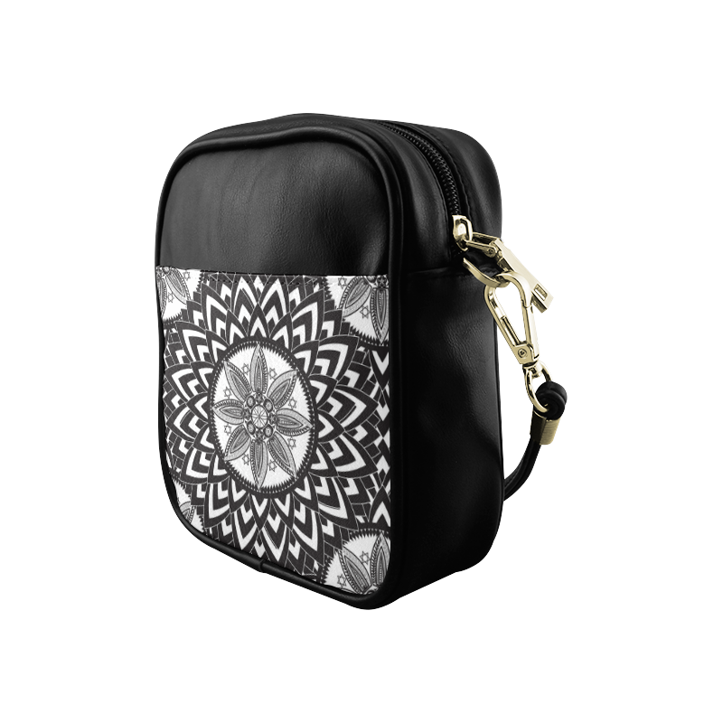 Black and white mandala Sling Bag (Model 1627)