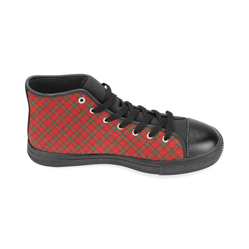 Red Tartan Plaid Pattern Men’s Classic High Top Canvas Shoes /Large Size (Model 017)