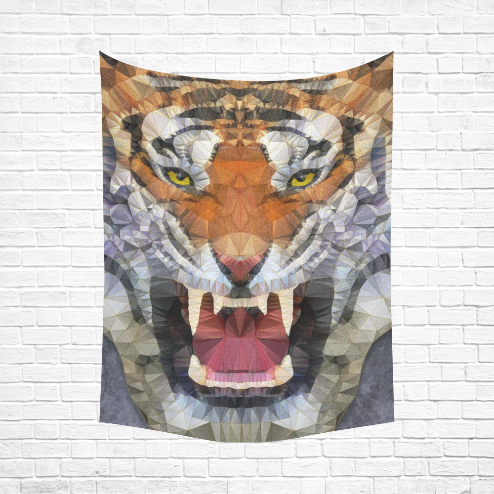 roaring tiger Cotton Linen Wall Tapestry 60"x 80"