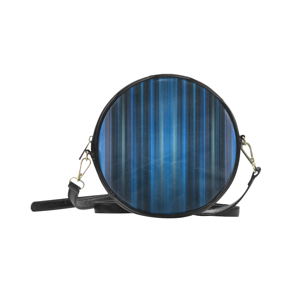 Brillant Blue Black Vertical Stripes Round Sling Bag (Model 1647)