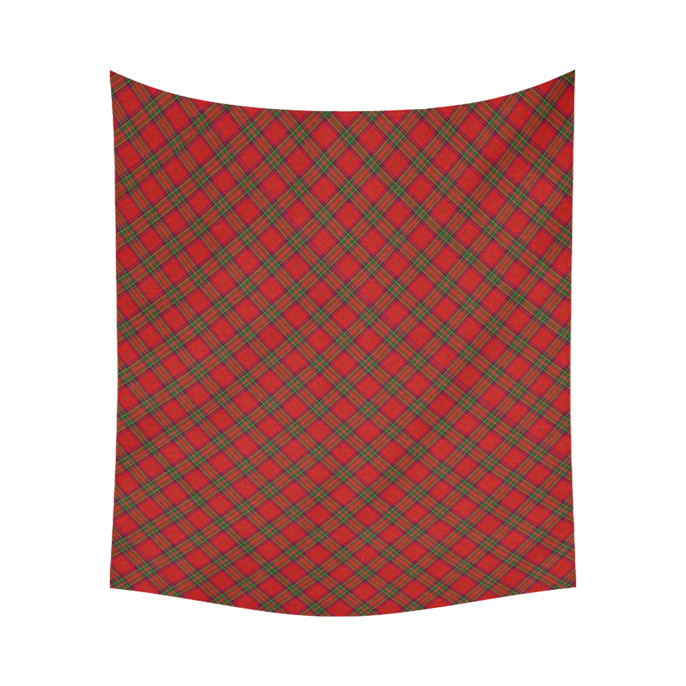 Red Tartan Plaid Pattern Cotton Linen Wall Tapestry 60"x 51"