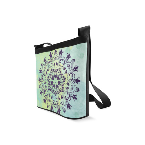 Flourish purple and blue watercolor mandala Crossbody Bags (Model 1613)