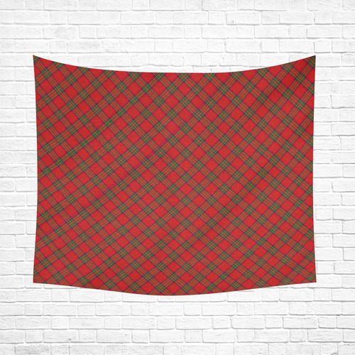 Red Tartan Plaid Pattern Cotton Linen Wall Tapestry 60"x 51"