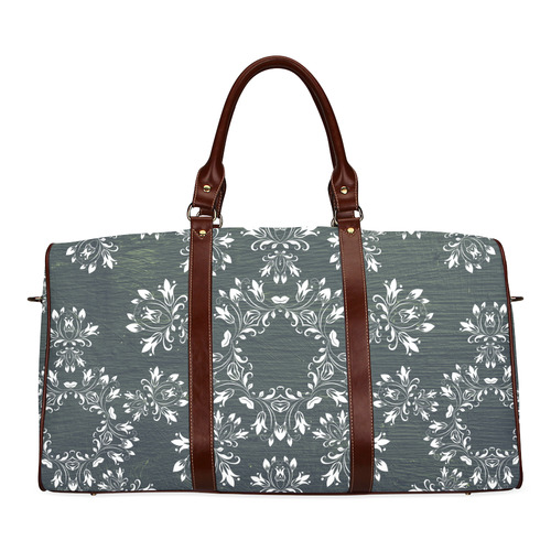 White and gray Flourish ornament mandala design Waterproof Travel Bag/Small (Model 1639)