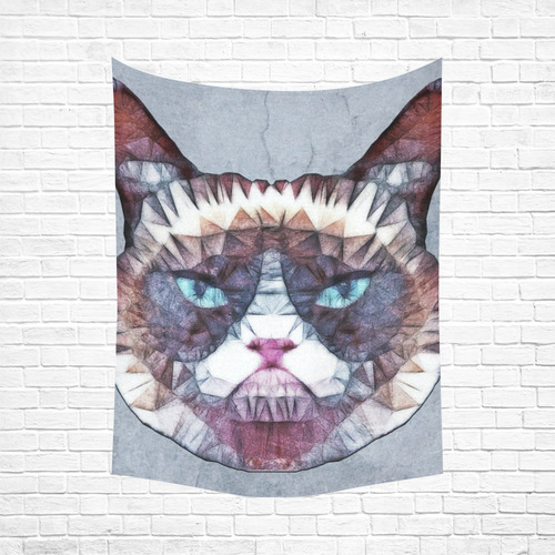 grouchy cat Cotton Linen Wall Tapestry 60"x 80"