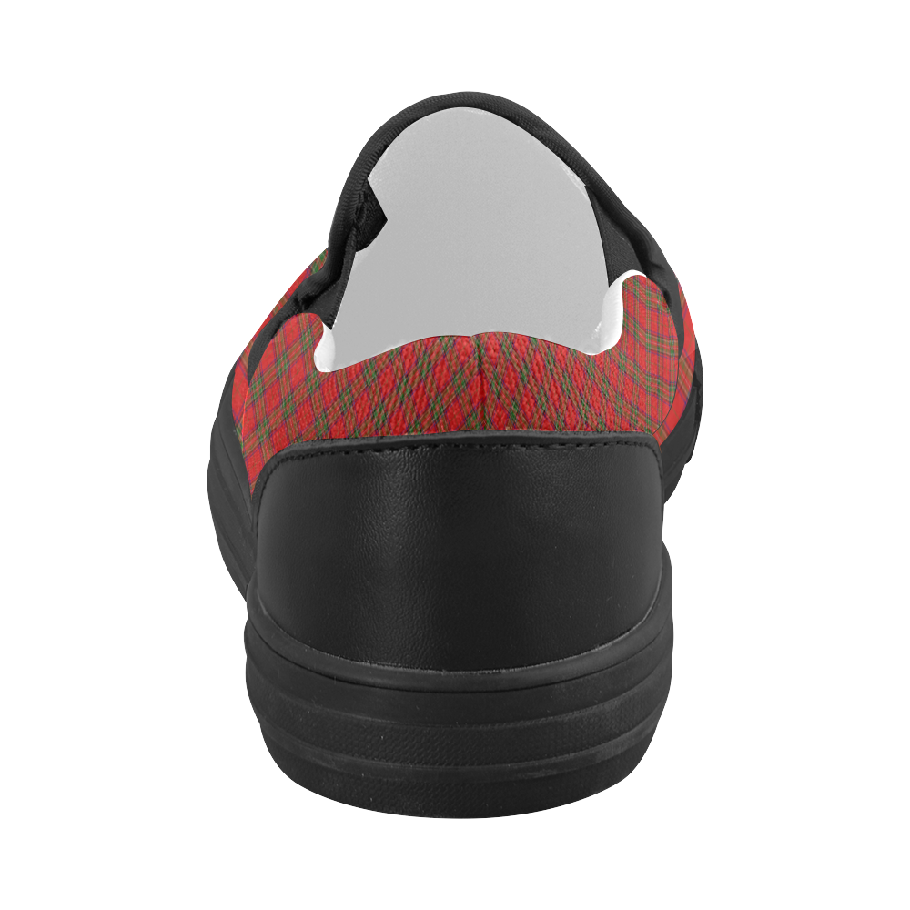 Red Tartan Plaid Pattern Women's Slip-on Canvas Shoes (Model 019)