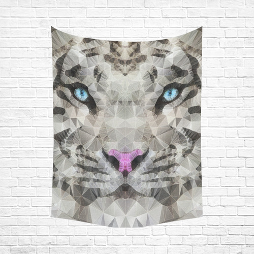 white tiger Cotton Linen Wall Tapestry 60"x 80"