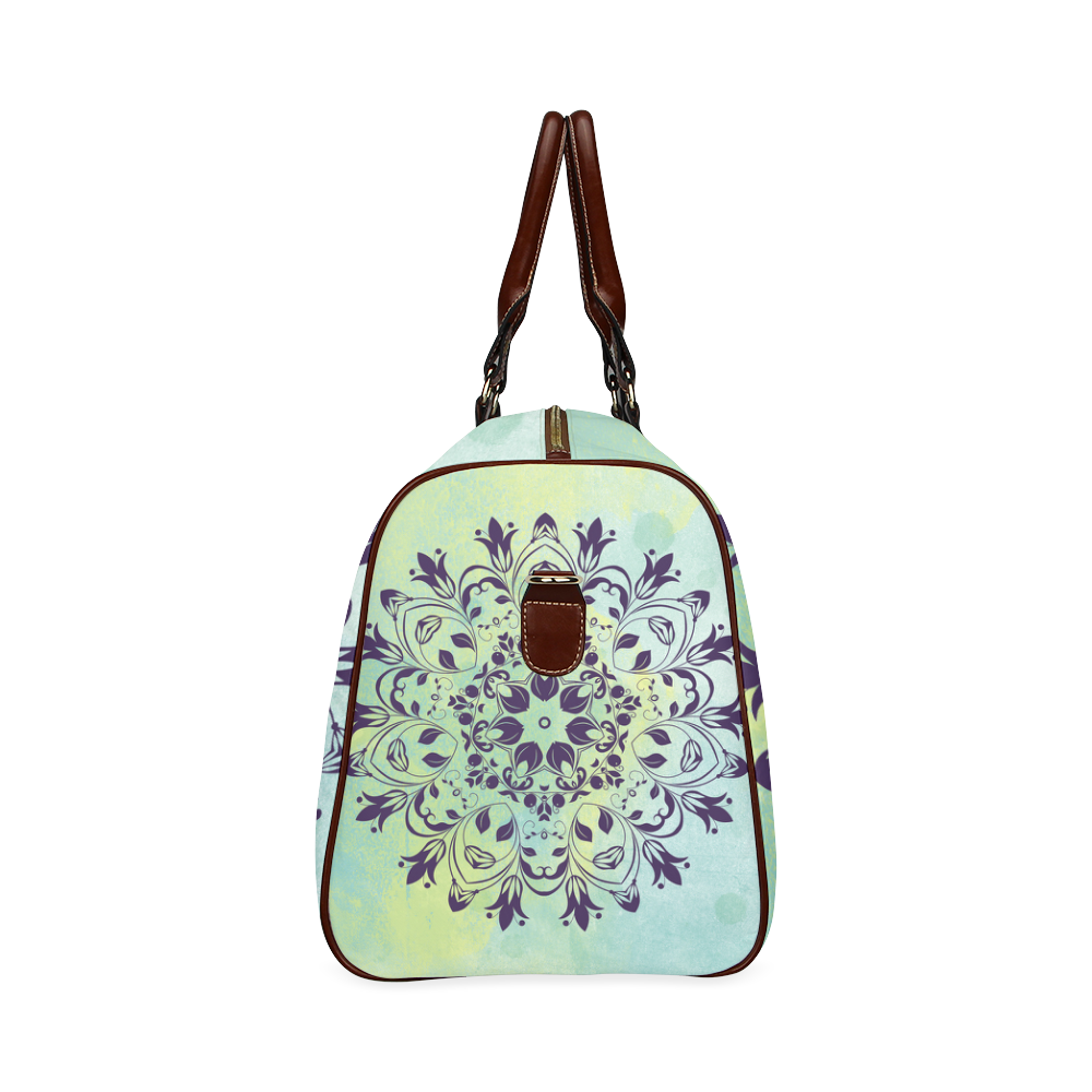 Flourish purple and blue watercolor mandala Waterproof Travel Bag/Large (Model 1639)