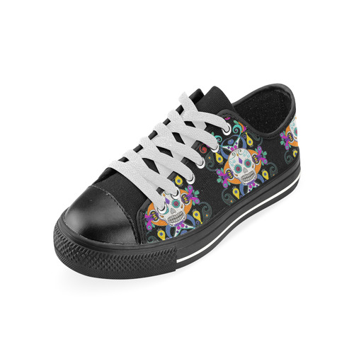 Día De Los Muertos Skulls Ornaments multicolored Men's Classic Canvas Shoes (Model 018)