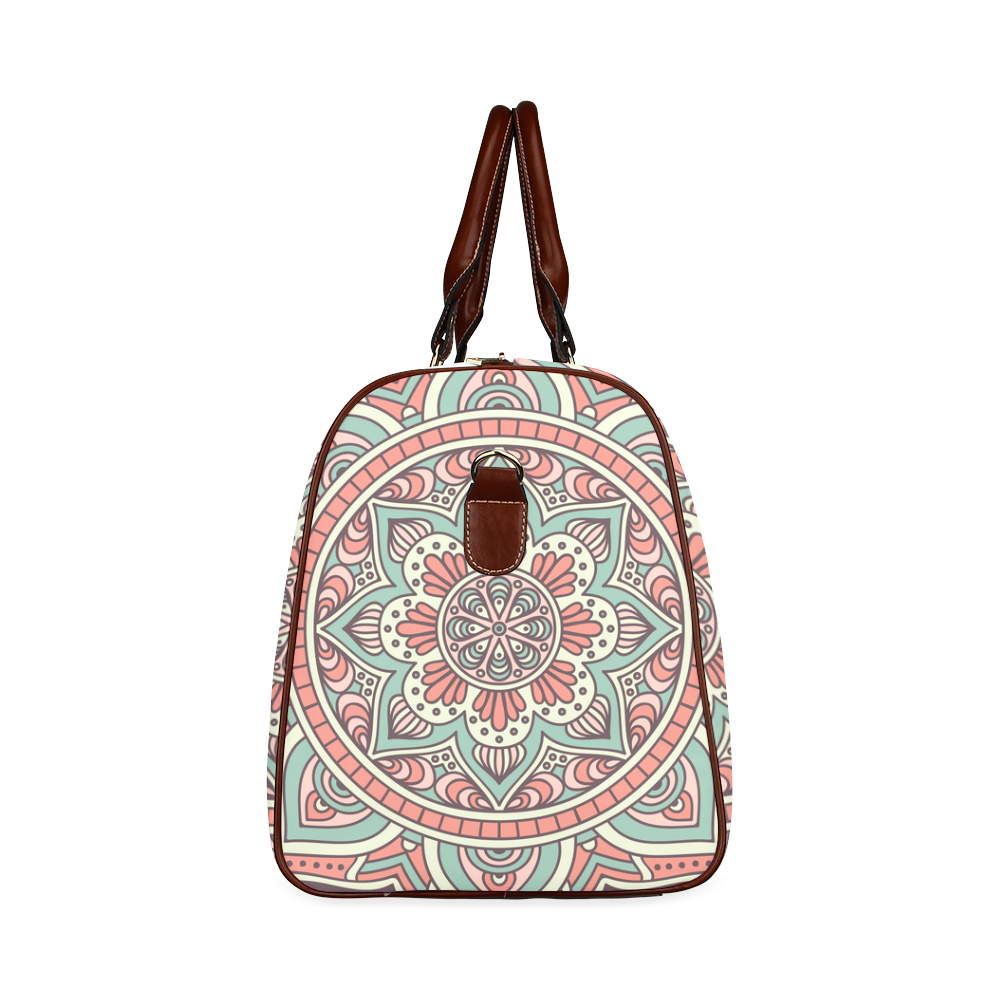 Red Bohemian Mandala Design Waterproof Travel Bag/Small (Model 1639)