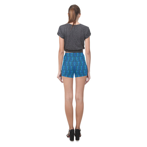 Abstract Scales of Blue Strands Briseis Skinny Shorts (Model L04)