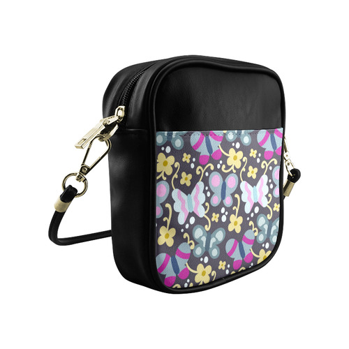 Cute Vintage Butterfly Flower Floral Sling Bag (Model 1627)