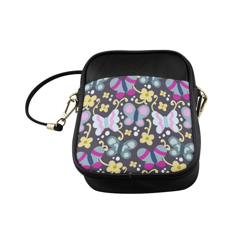 Cute Vintage Butterfly Flower Floral Sling Bag (Model 1627)