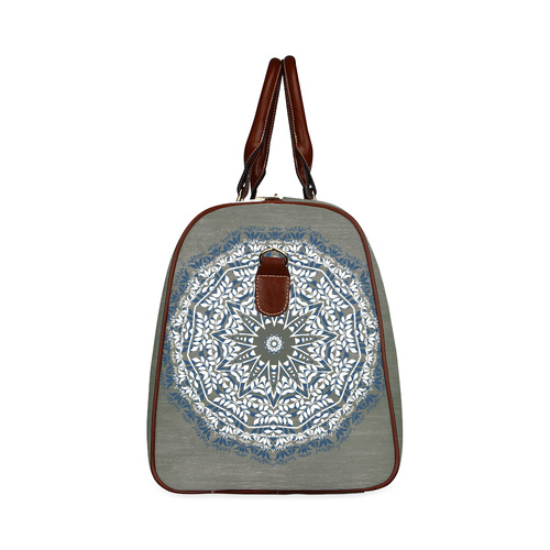 Blue, grey and white mandala Waterproof Travel Bag/Large (Model 1639)