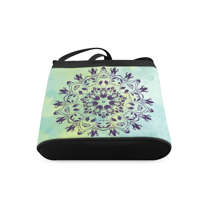 Flourish purple and blue watercolor mandala Crossbody Bags (Model 1613)