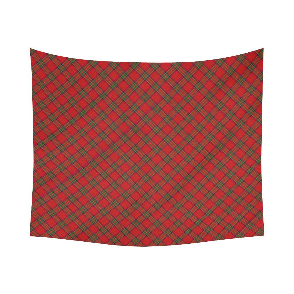 Red Tartan Plaid Pattern Cotton Linen Wall Tapestry 60"x 51"