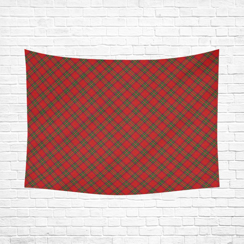 Red Tartan Plaid Pattern Cotton Linen Wall Tapestry 80"x 60"