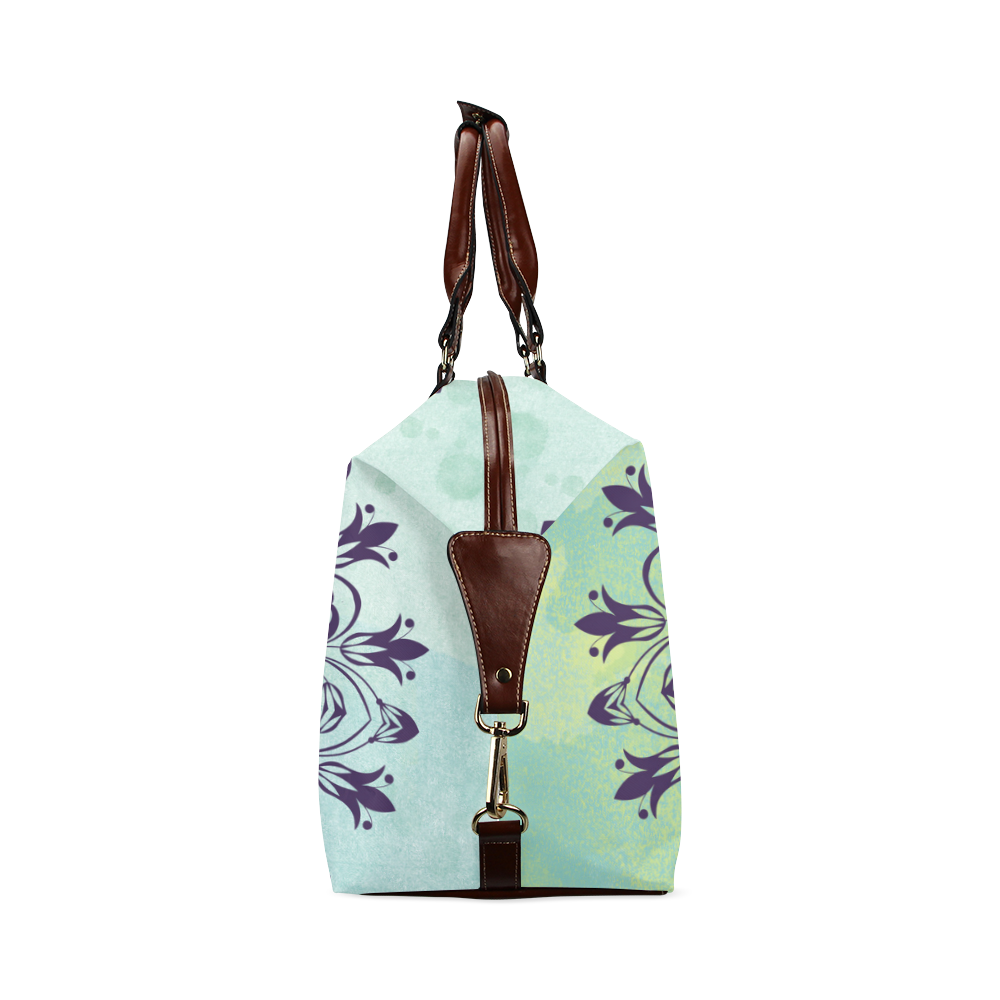 Flourish purple and blue watercolor mandala Classic Travel Bag (Model 1643)