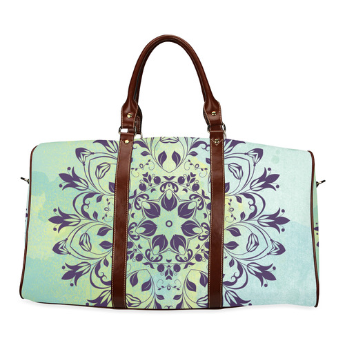 Flourish purple and blue watercolor mandala Waterproof Travel Bag/Large (Model 1639)