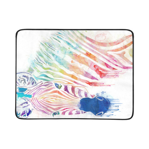 rainbow zebra Beach Mat 78"x 60"